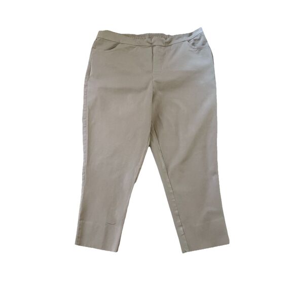 Isaac Mizrahi Live 24/7 Stretch Crop Pants Back Slit Hem Tan SZ 18W A351754 - Picture 11 of 11